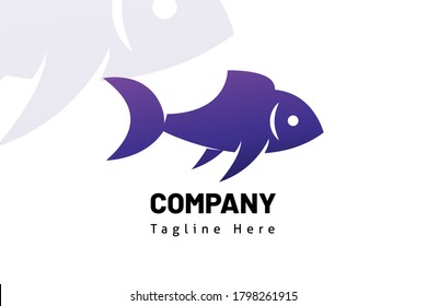 fish logo flat vector illustration. Design element sign for initial, icon, brand system, book company, business card