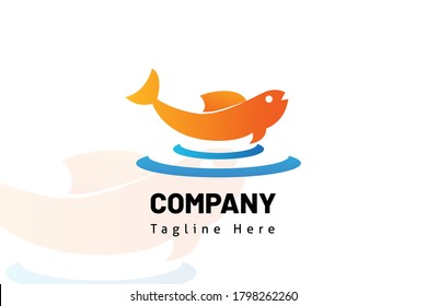fish logo flat vector illustration. Design element sign for initial, icon, brand system, book company, business card