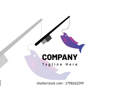 fish logo flat vector illustration. Design element sign for initial, icon, brand system, book company, business card
