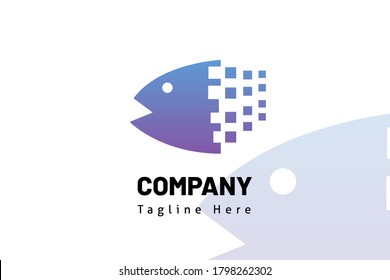 fish logo flat vector illustration. Design element sign for initial, icon, brand system, book company, business card
