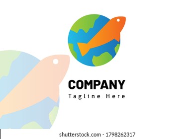 fish logo flat vector illustration. Design element sign for initial, icon, brand system, book company, business card