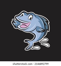 Fish logo funny for restaurant, cafe, fast food etc