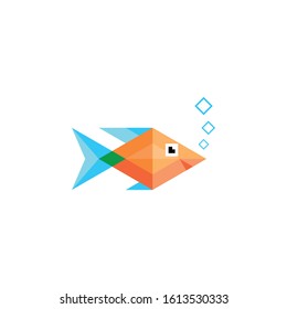 fish logo geometric shapes with modern style, free vector