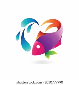 Fish logo with gradient color concept