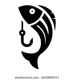 fish logo with hook vector art design