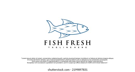 Fish logo icon design with concept simple Premium Vector