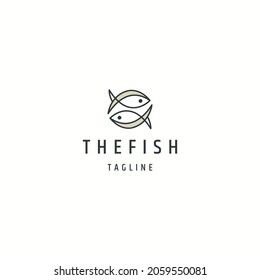 Plantilla de diseño de icono de logo de pescado vector plano