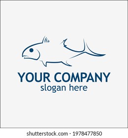 Fish logo icon. Milkfish icon. Vector Illustration on white background.