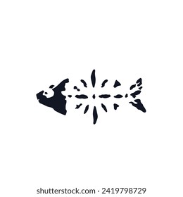 Fish logo icon sign Sun flower emblem Hand drawn ink sketch stamp Doodle cartoon ethnic design Tribal style Fashion print for clothes greeting invitation card flyer banner poster cover book sticker ad