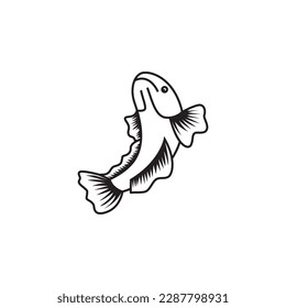 fish logo icon vector illustration abstract line design