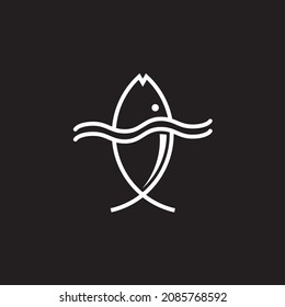 Fish Logo Inspiration Design With Waves Image, Logo Icon, Wave Icon, Fish Icon PNG and Vector with Black Background