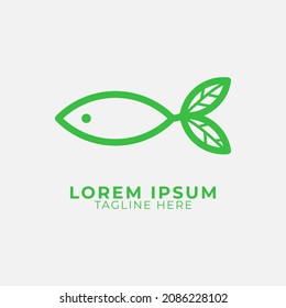 logotipo de pescado con alas de hoja. el concepto de salvar la naturaleza, respetuoso con el medio ambiente. adecuado para empresas que operan en el ámbito del medio ambiente, la agricultura, etc.
