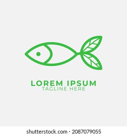 fish logo with leaf wings. the concept of saving nature, environmentally friendly. suitable for companies that run in the field of environment, agriculture, etc