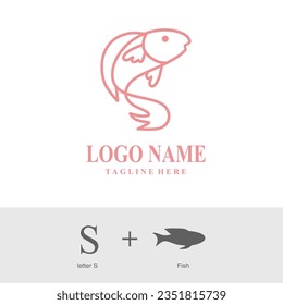 fish logo from letter S shaped suitable for use