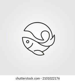 fish logo line art creative vector symbol illustration, ocean fish logo design