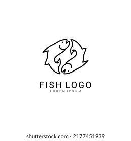 fish logo line art minimalist symbol icon logo vector illustration design premium vector