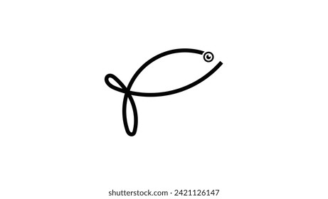 fish logo, line fish, black isolated silhouette