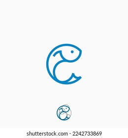 Fish logo with line design vector, restaurant logo