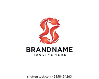 Fish logo with line design vector