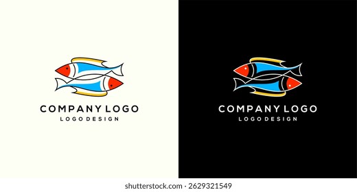Fish logo with line design vector restaurant logo
