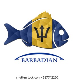 fish logo made from the flag of Barbadian.