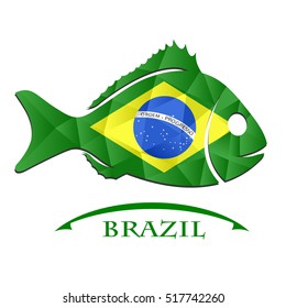 fish logo made from the flag of brazil.