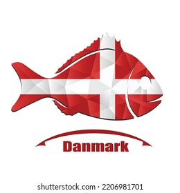 fish logo made from the flag of Danmark