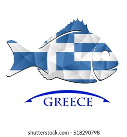 fish logo made from the flag of  Greece