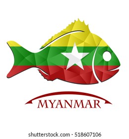 fish logo made from the flag of Myanmar.