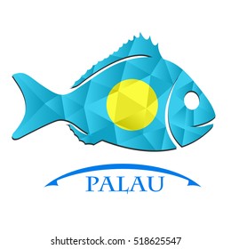 fish logo made from the flag of Palau.
