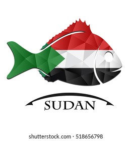 fish logo made from the flag of Sudan