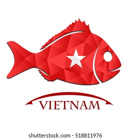 fish logo made from the flag of  vietnam