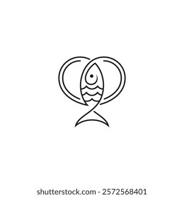 fish logo with minimalist linear design style