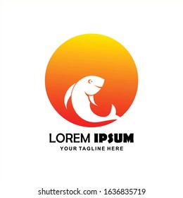 fish logo with negative color. vector logo