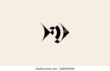 FISH LOGO WITH NEGATIVE SPACE EFFECT FOR LOGO DESIGN OR ILLUSTRATION USE