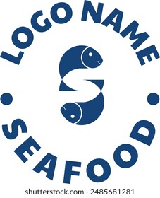 un logotipo de pez con espacio negativo para la letra s en él