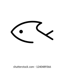 Fish logo, one line icon, linear symbol. Black icon on white background