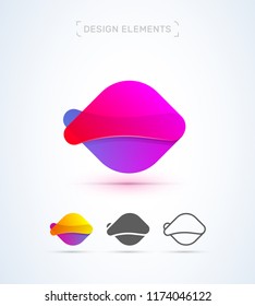 Fish logo in origami material design, flat and line art