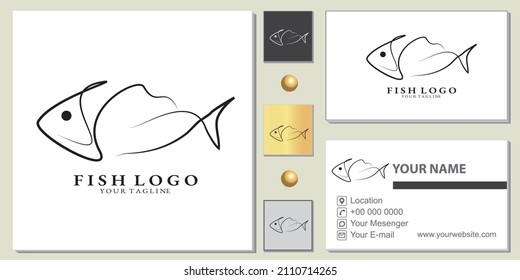 fish logo premium template with elegant business card vector eps 10