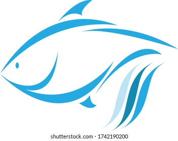 Fischlogo mit Meereswellen