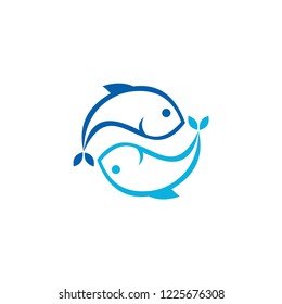 fish logo seafood badge design vector inspiration