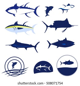 Fish logo. Set - vector stock.