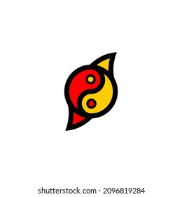 Fish logo simple design colorful on white background. Fish logo on tennis ball. ambigram logo design