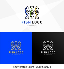 fish logo  Simple outline fish line art monoline logo Vector