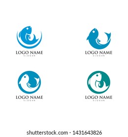 Fish logo template. Creative symbol of fishing club or online 