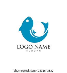 Fish logo template. Creative symbol of fishing club or online 