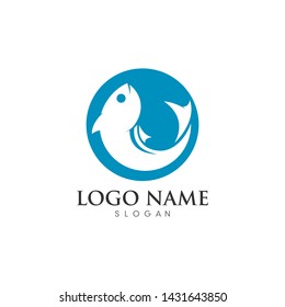 Fish logo template. Creative symbol of fishing club or online 