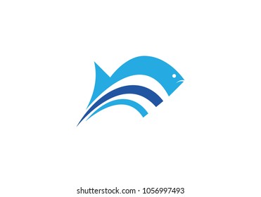 Fish logo template. Creative vector symbol of fishing club or online 