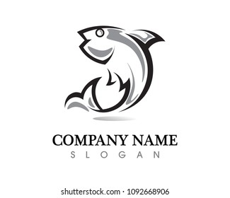 Fish logo template. Creative vector symbol of fishing club or online 
