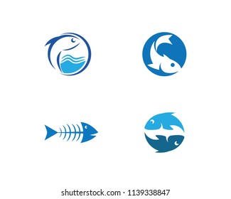 Fish logo template. Creative vector symbol of fishing club or online 